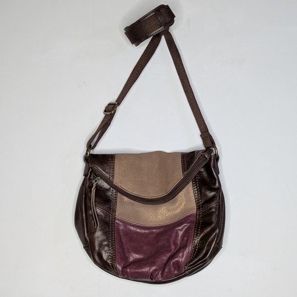 NWT The Sak Deena Brown Purple Shimmer Color Block Leather Crossbody Bordeaux - Picture 1 of 10